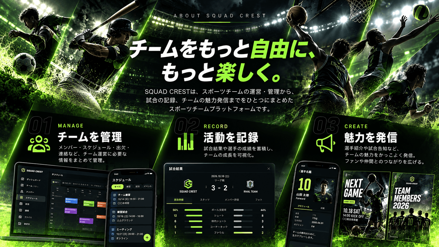 SQUAD CREST の主な機能